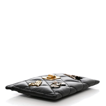 Chanel Aged Calfskin Quilted Lucky Charms Reissue Card Holder Black 4 of 12