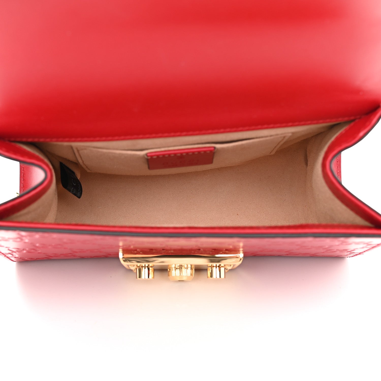 Gucci Guccissima Small Padlock Shoulder Bag Hibiscus Red 5 of 9