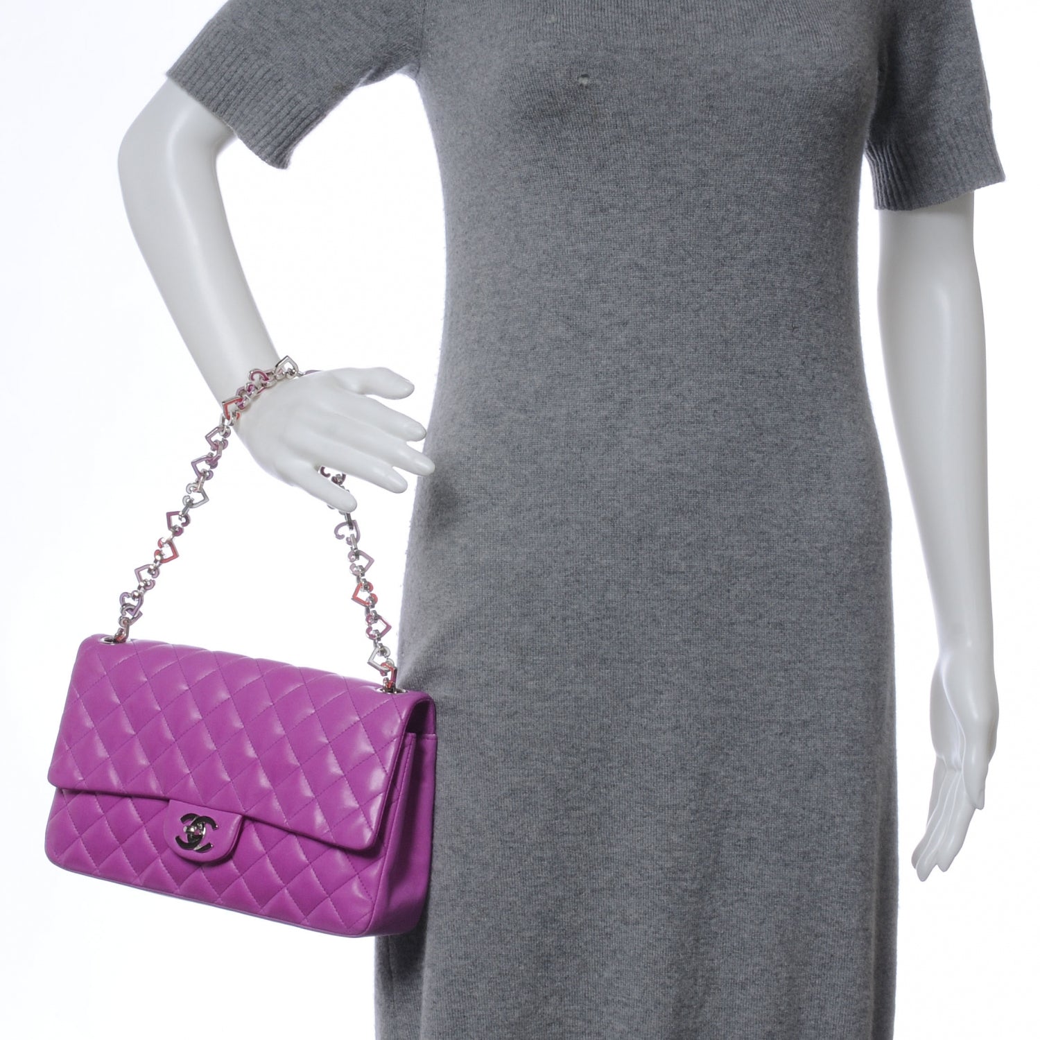 Chanel Lambskin Heart Valentine Medium Flap Fuchsia 2 of 8