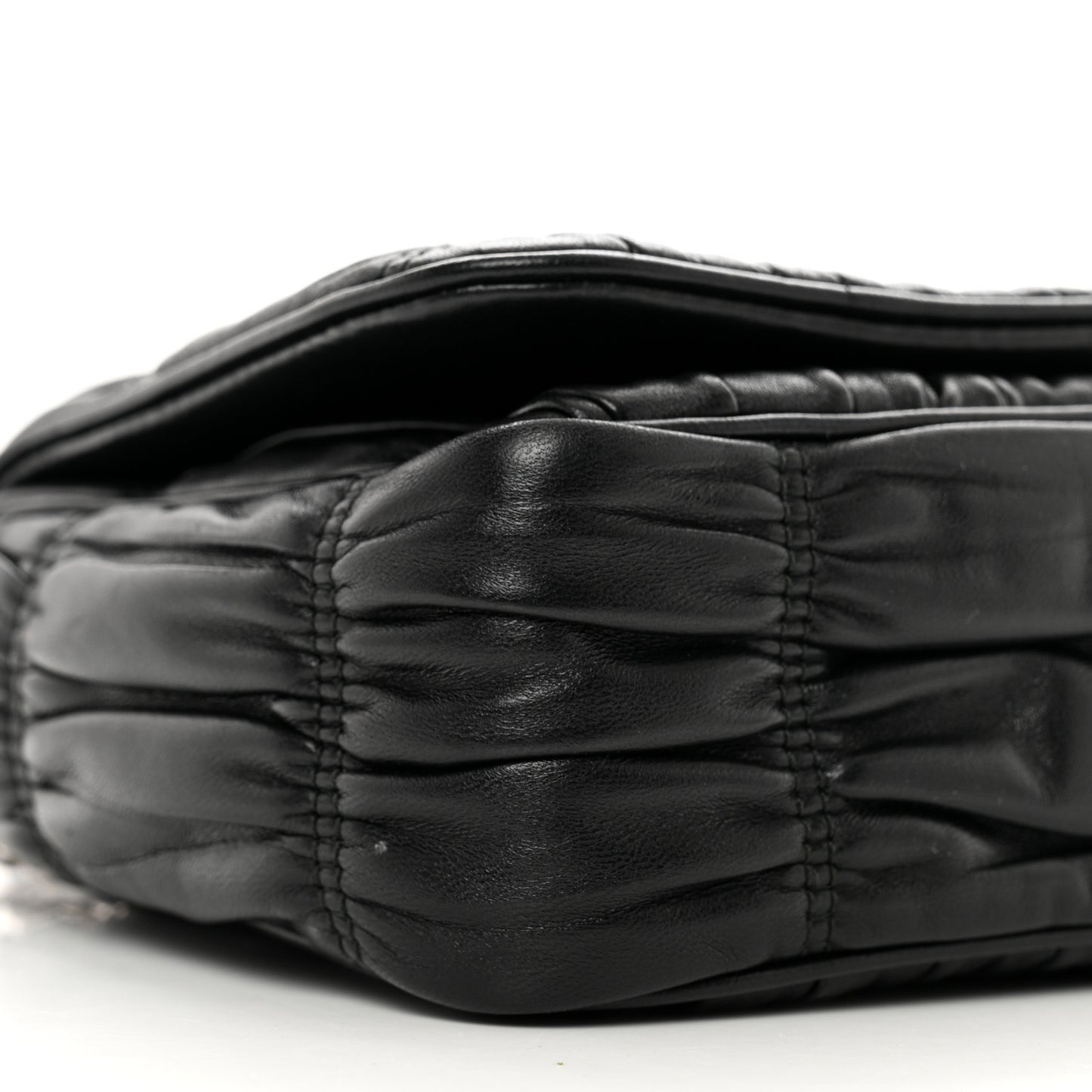 Nappa Gaufre Flap Shoulder Bag Black
