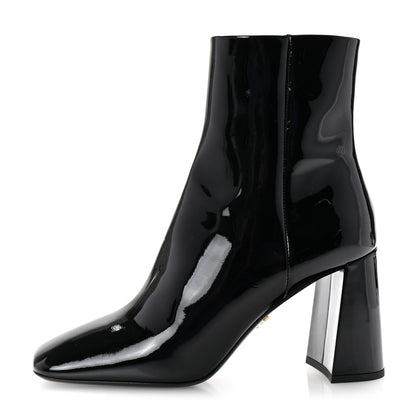 Prada Vernice Square Ankle Boots 35 Black 1 of 8