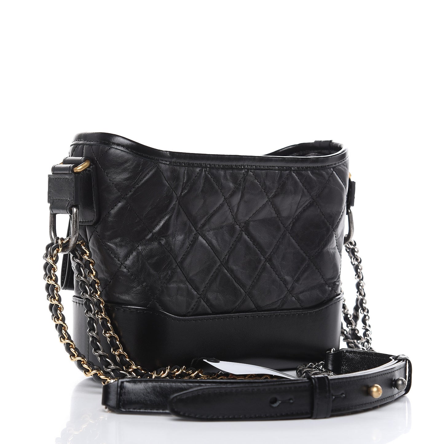 Aged Calfskin Quilted Charms Small Gabrielle Hobo Black