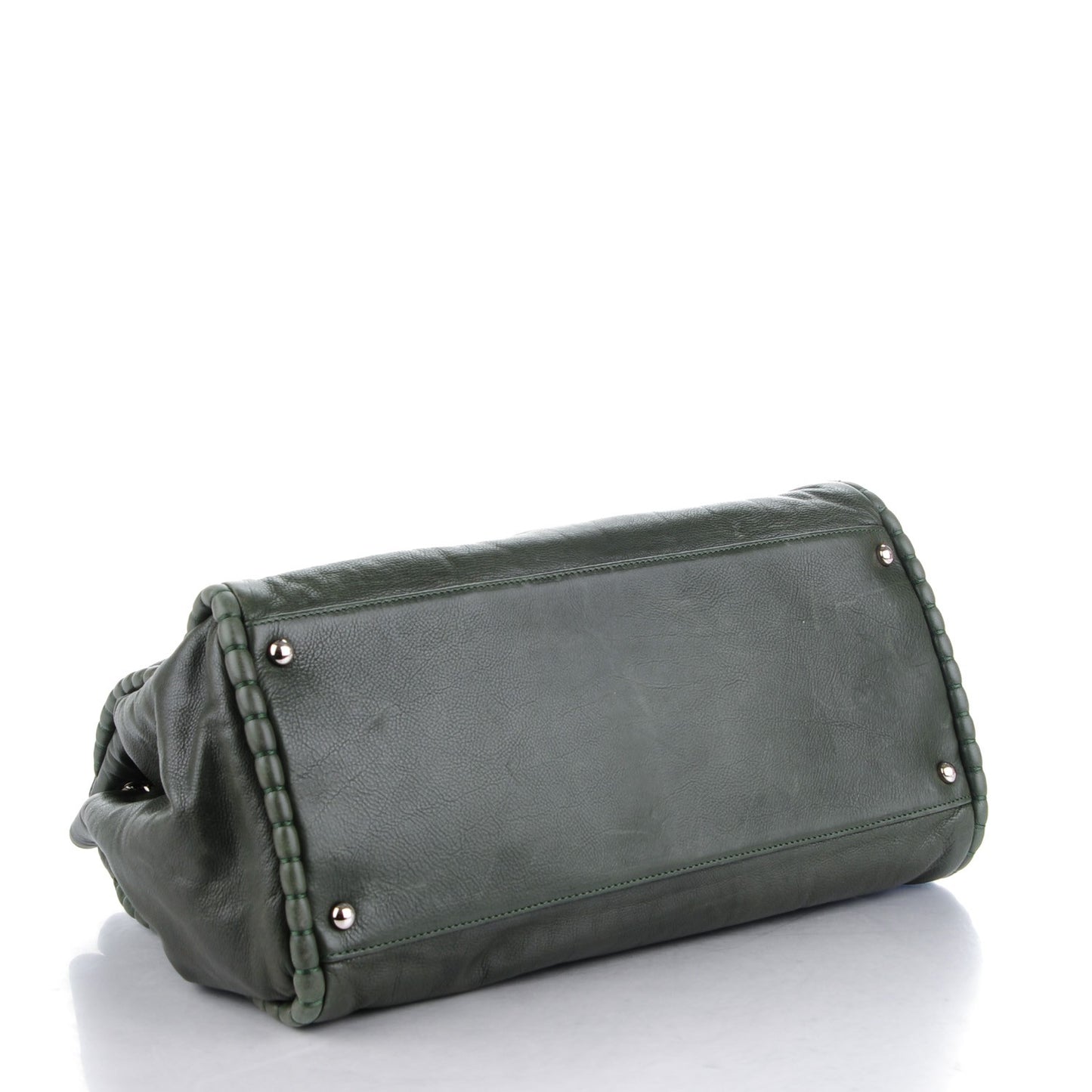 Calfskin On The Bund Open Accordion Tote Dark Khaki