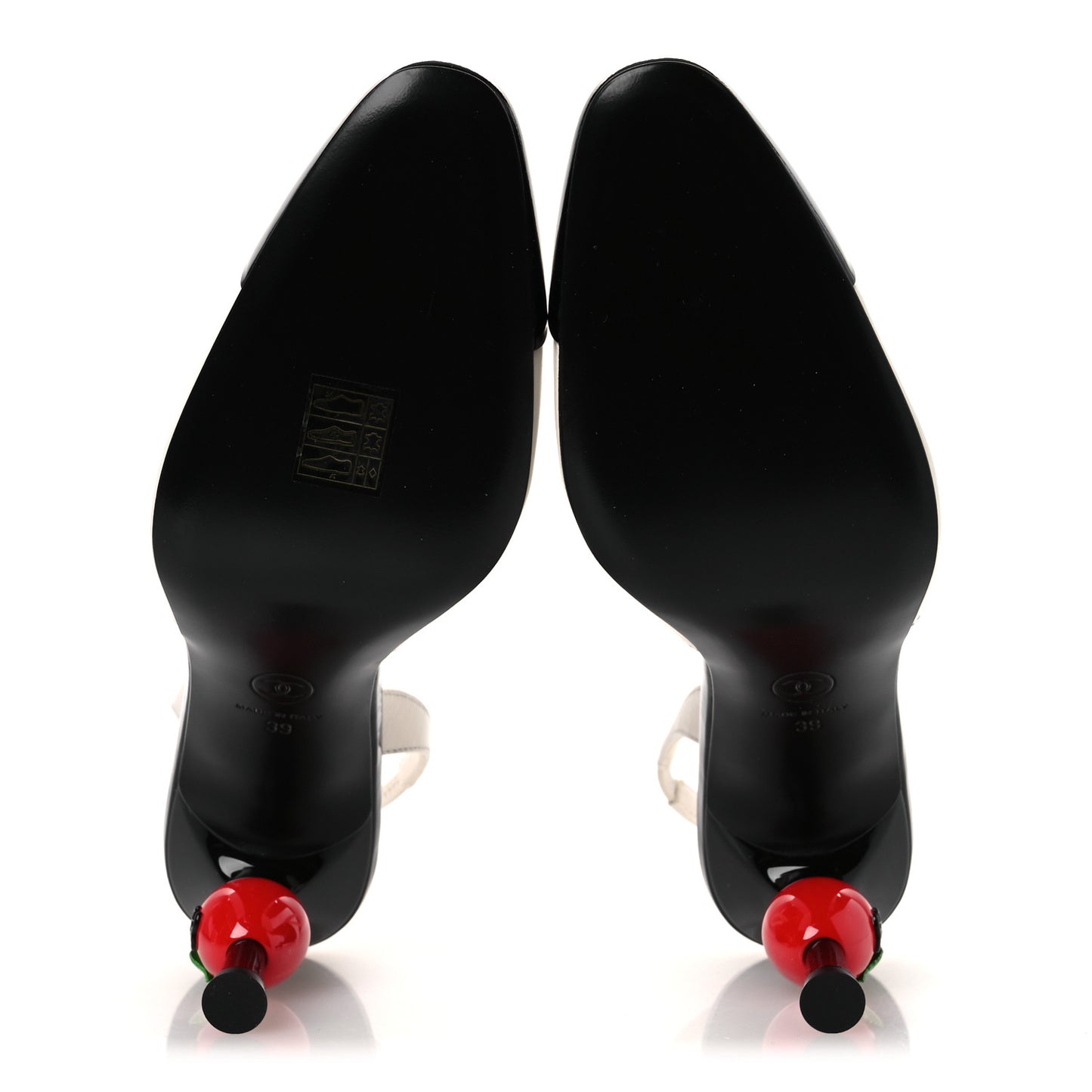 Lambskin Patent Calfskin Cap Toe CC Apple Slingback Pumps  39 White Black