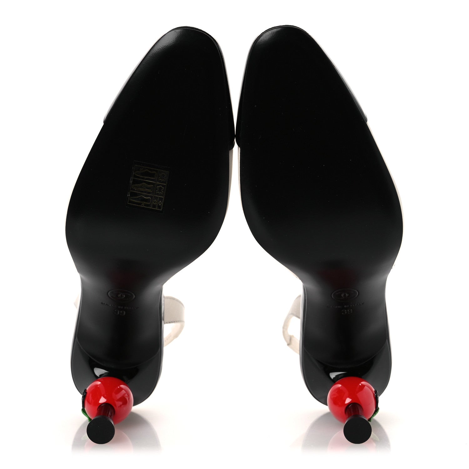 Chanel Lambskin Patent Calfskin Cap Toe CC Apple Slingback Pumps  39 White Black 7 of 11
