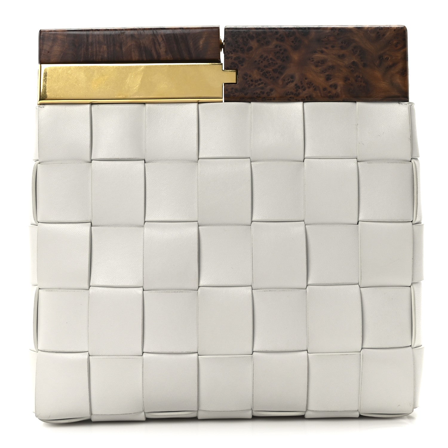 Bottega Veneta Nappa Intrecciato The Snap Clutch White 1 of 9