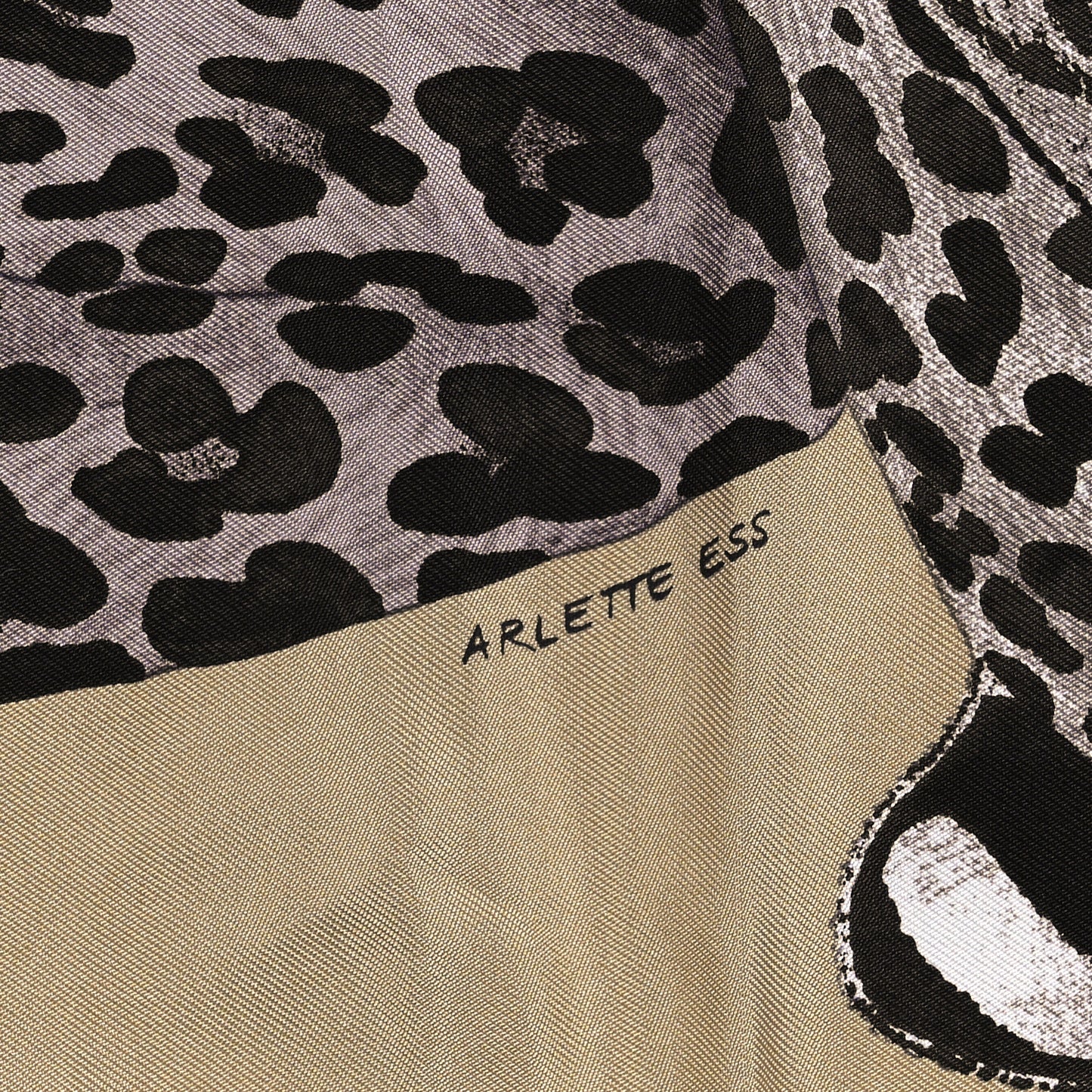 Silk Twill Lazy Leopardesses Scarf 90 Vert Black Gris Anthracite