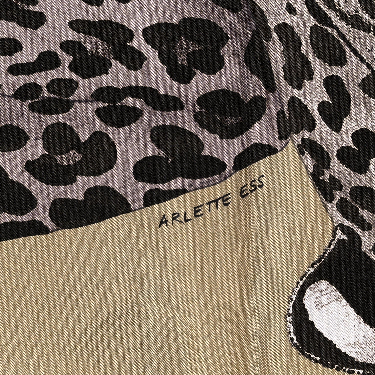 Hermes Silk Twill Lazy Leopardesses Scarf 90 Vert Black Gris Anthracite 5 of 6