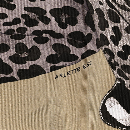 Hermes Silk Twill Lazy Leopardesses Scarf 90 Vert Black Gris Anthracite 5 of 6