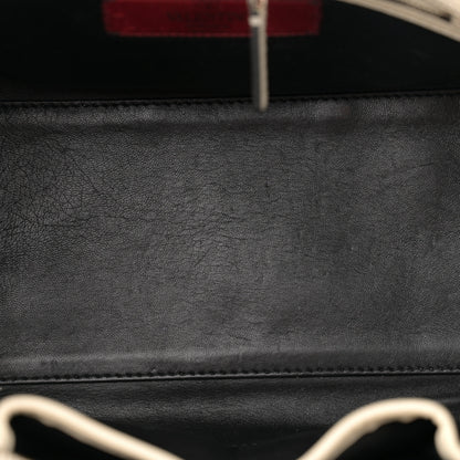 Valentino Garavani Vitello Bi-Color Small Rockstud Double Handle Tote Ivory Black 5 of 15