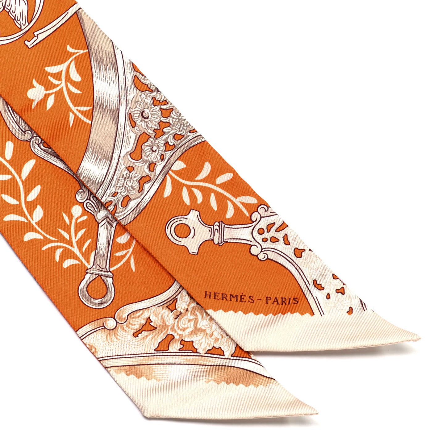 Silk Etriers Remix Twilly Orange Creme Beige
