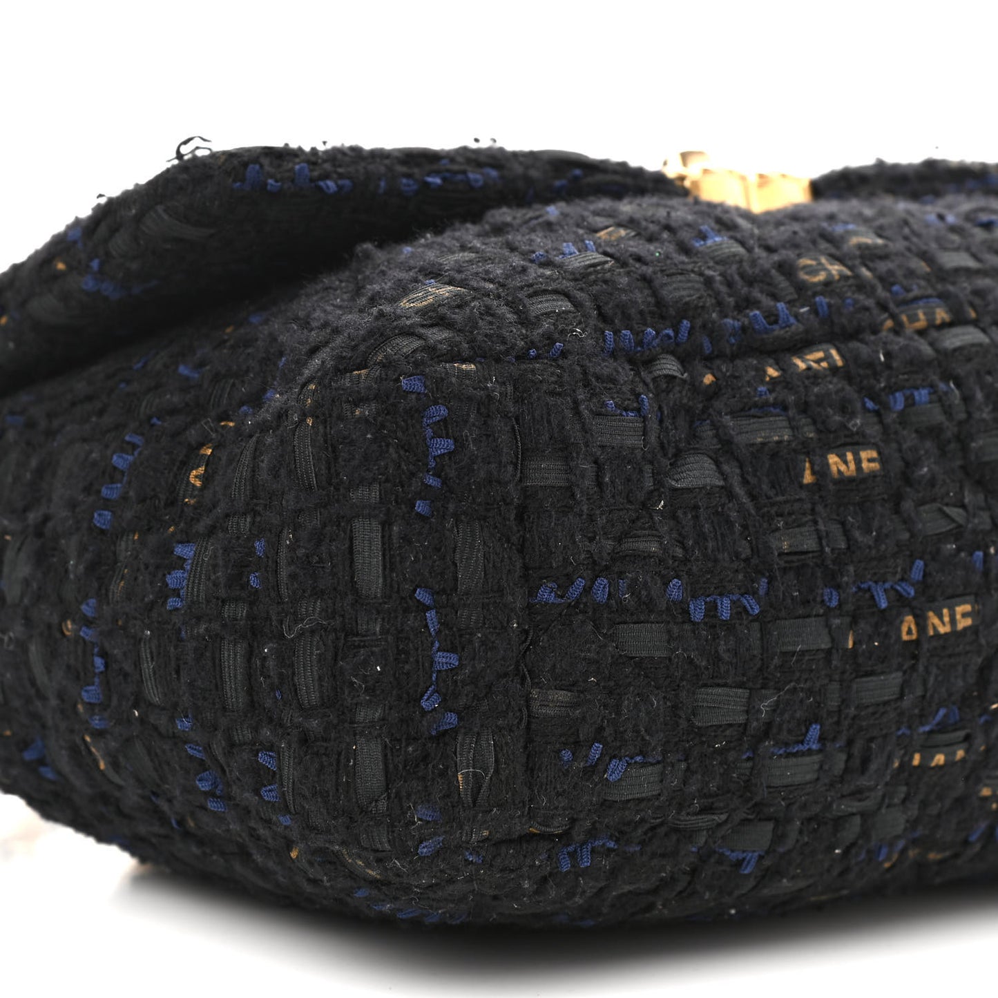Tweed Quilted Large Chanel 19 Flap Black Navy Gold