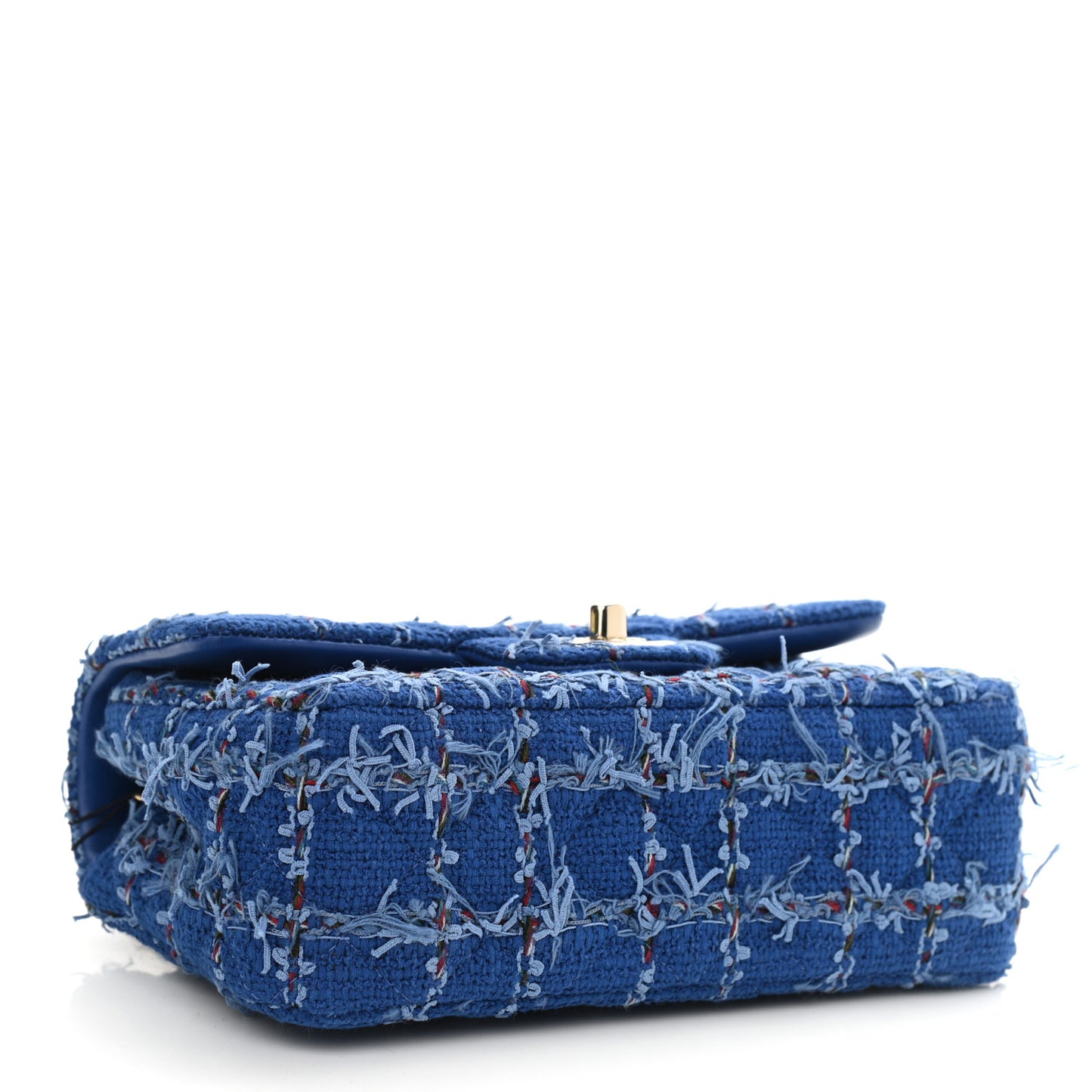 Tweed Quilted Mini Rectangular Flap Blue Multicolor