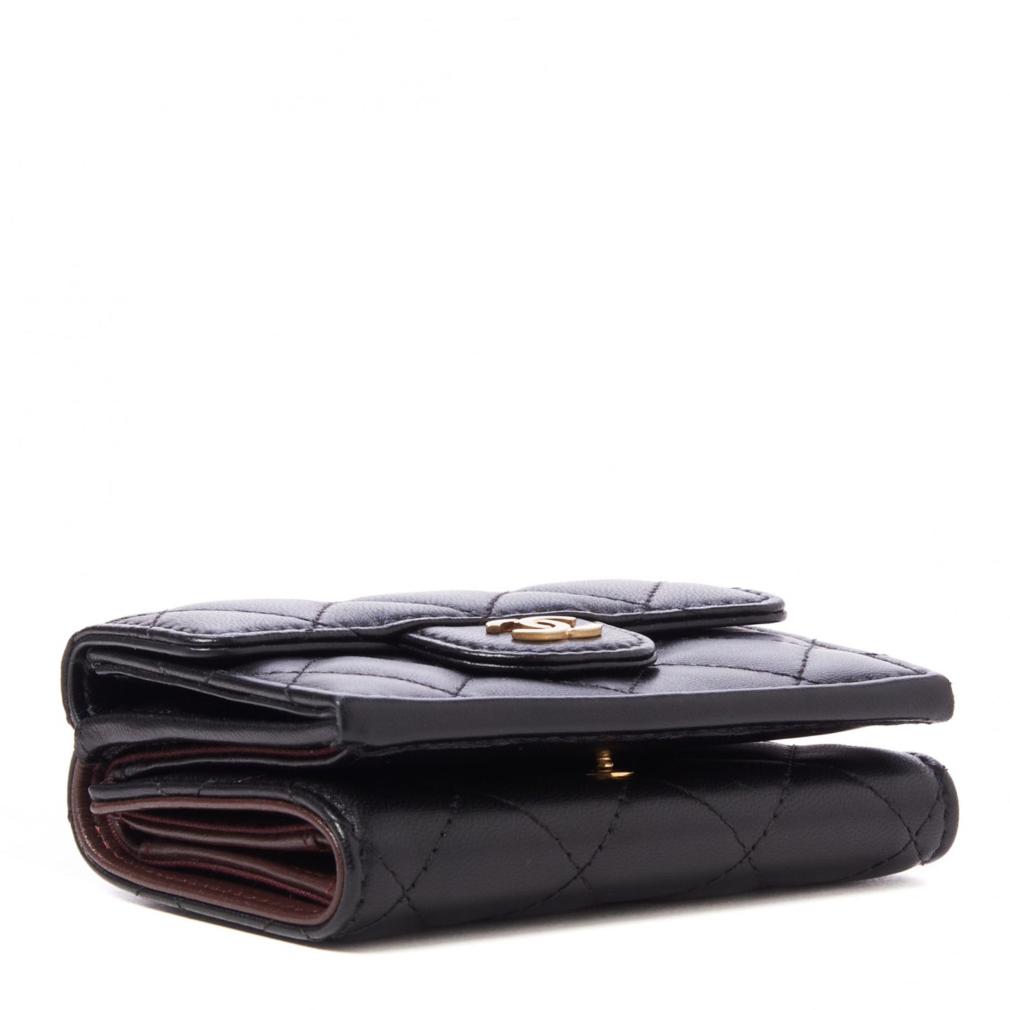 Lambskin Quilted Double Flap Wallet Black