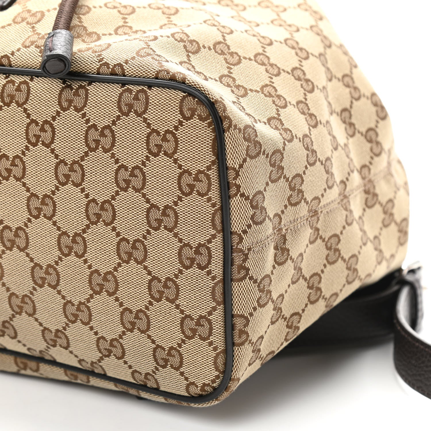 Gucci Monogram Dollar Calfskin O Drawstring Backpack Beige Ebony Testa di Moro Dark Chocolate 10 of 12
