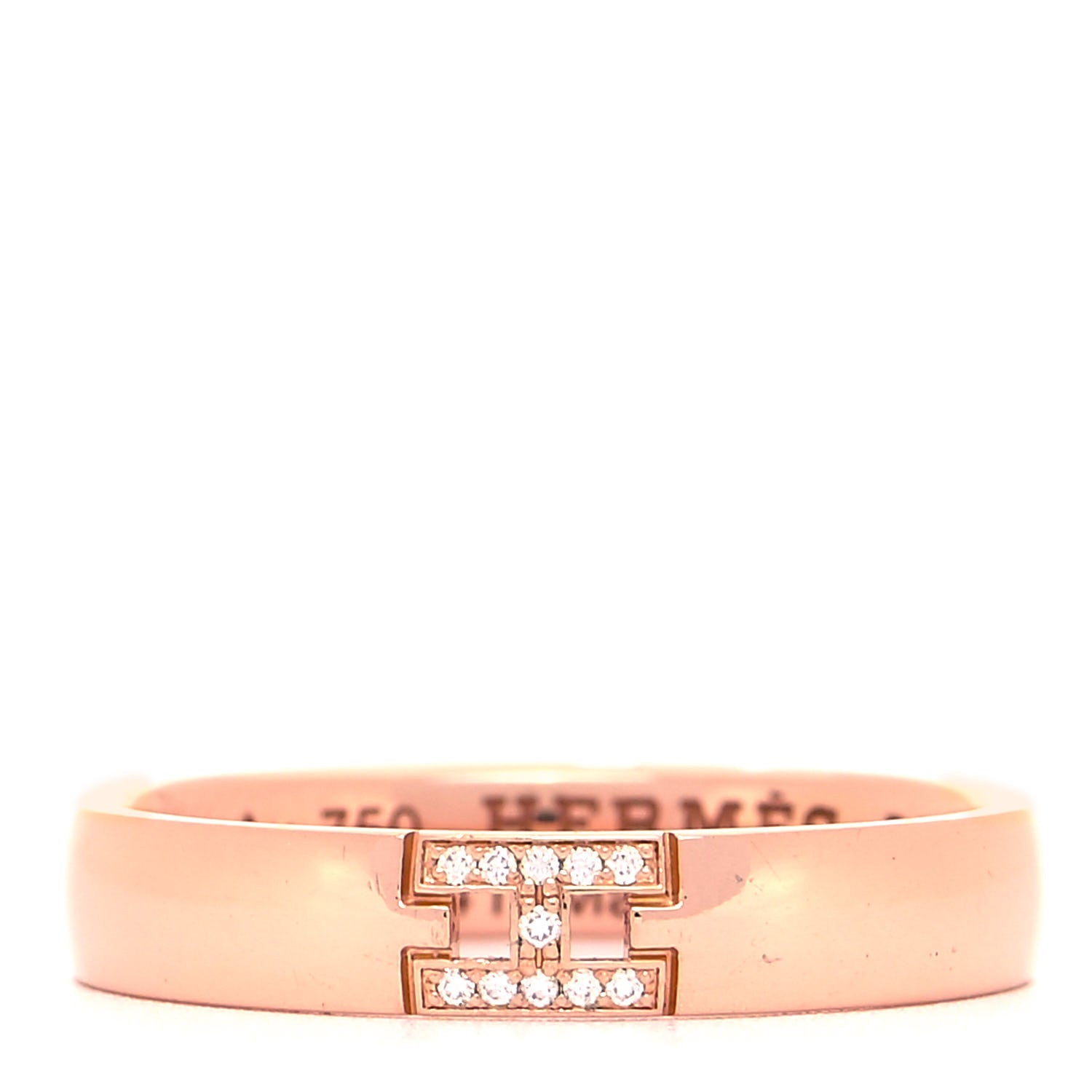 Hermes 18K Rose Gold Diamond Ever Herakles Wedding Band Ring 54 6.75 1 of 4