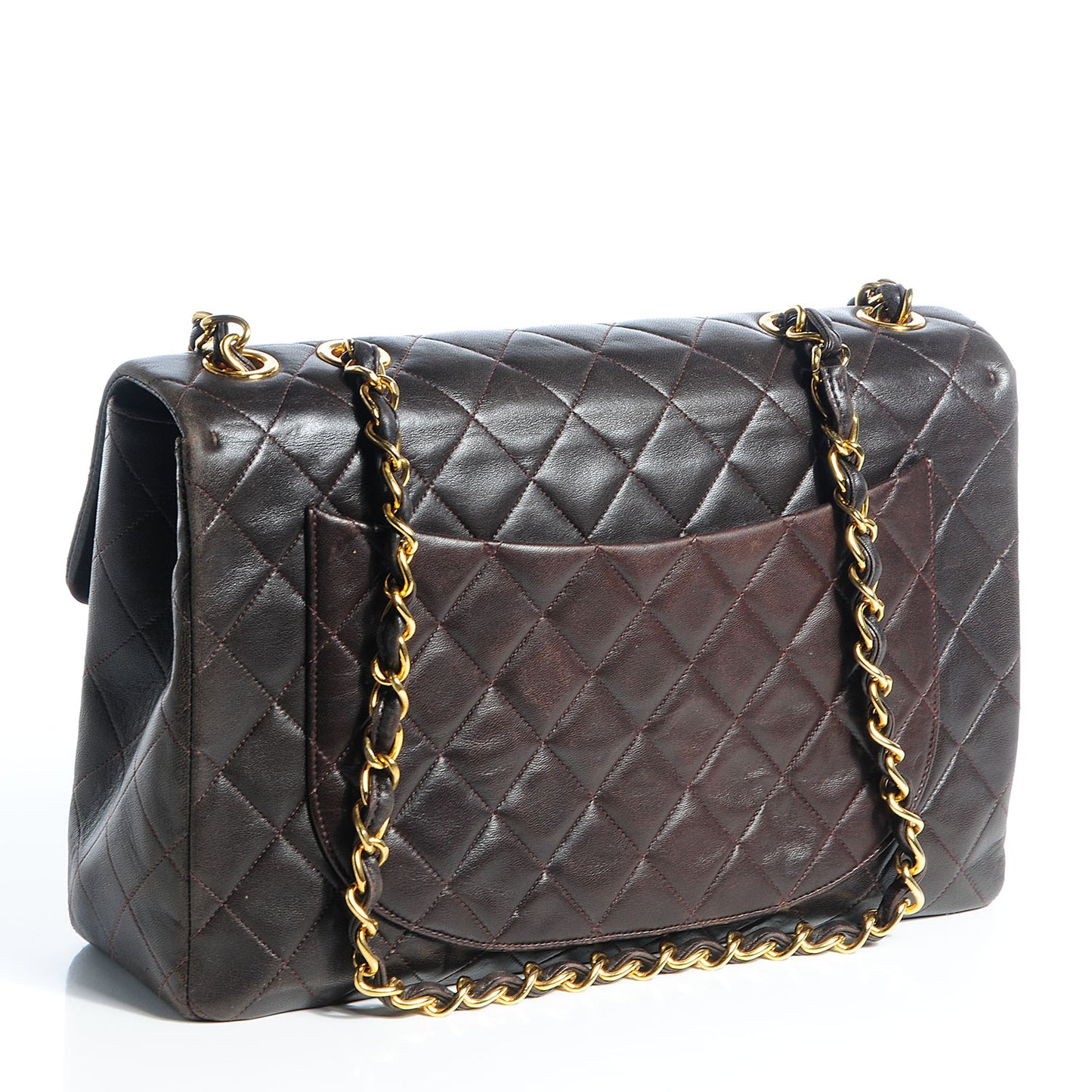 Lambskin Quilted XL Jumbo Flap Brown