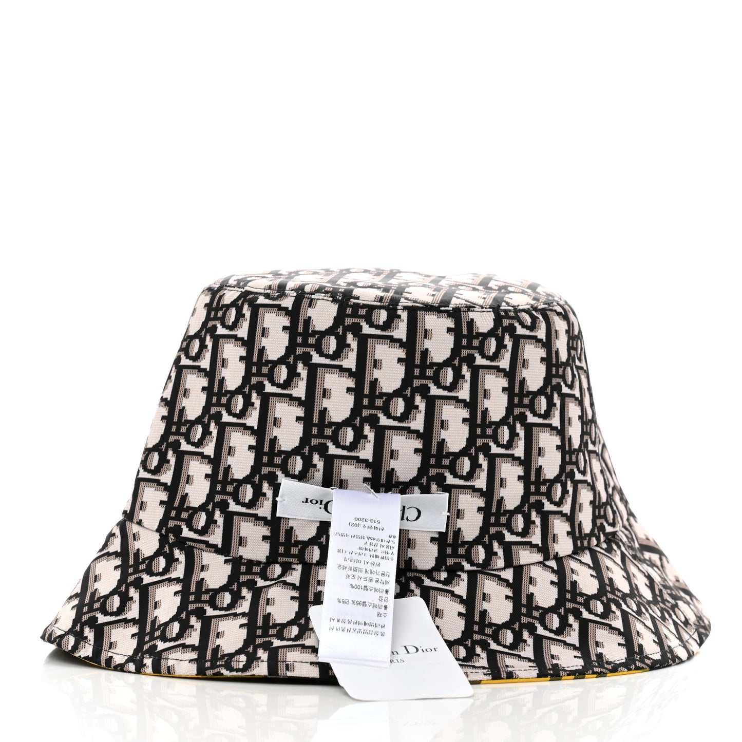 Oblique Check'N'Dior Reversible Teddy-D Brim Bucket Hat 57 Blue Yellow