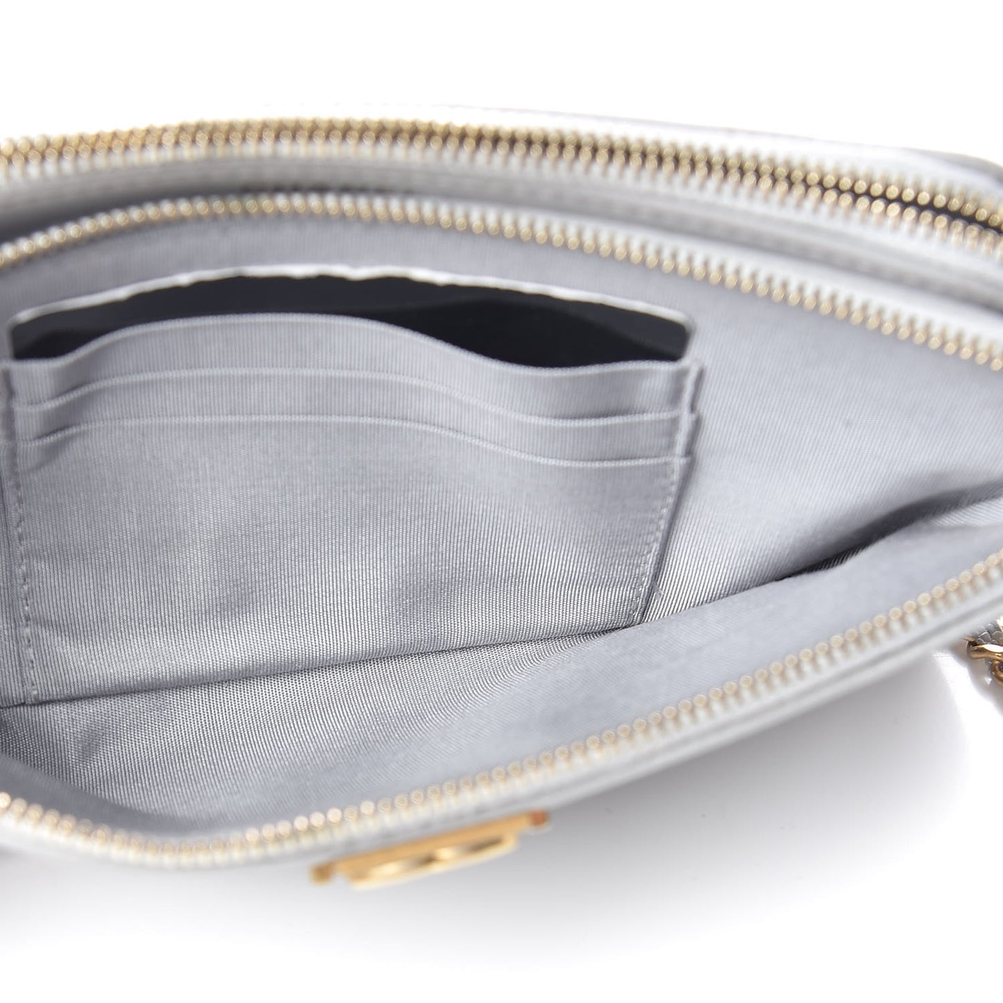 Caviar Quilted Small Boy Clutch With Chain Grey