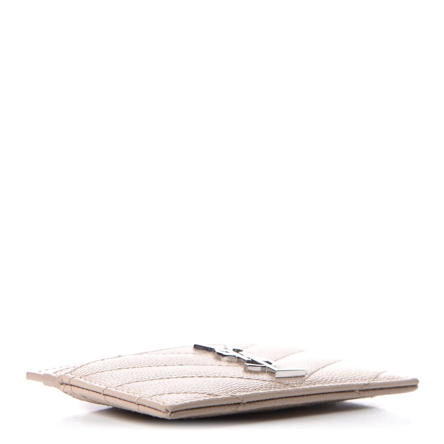 Saint Laurent Grain De Poudre Matelasse Chevron Monogram Credit Card Case Marble Pink 4 of 10