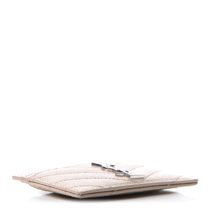 Saint Laurent Grain De Poudre Matelasse Chevron Monogram Credit Card Case Marble Pink 4 of 10