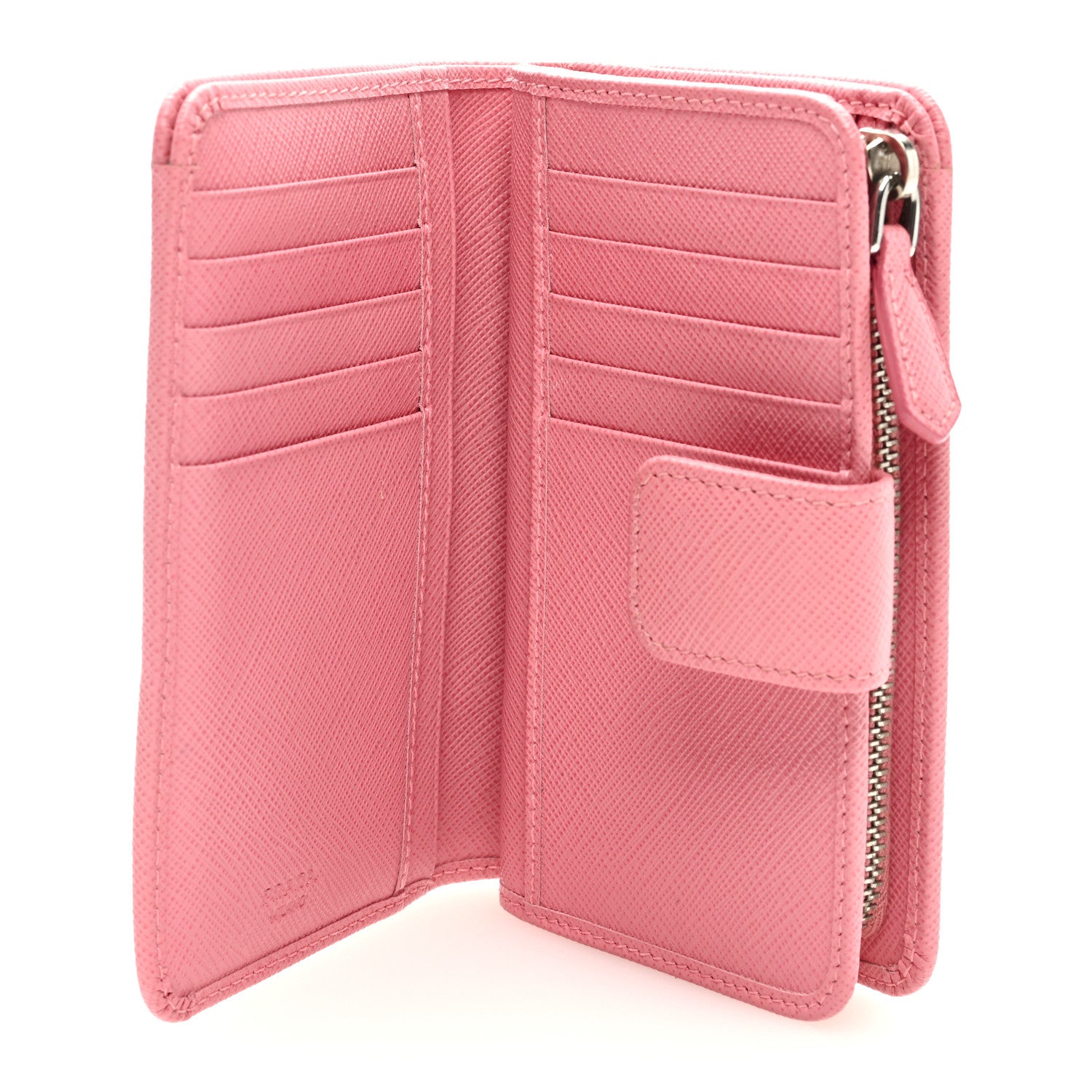 Prada Saffiano Metal Compact Wallet Peonia Petalo 5 of 6