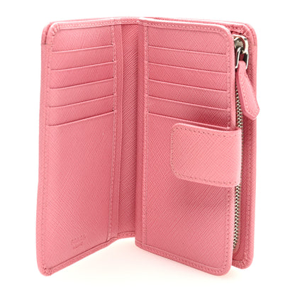Prada Saffiano Metal Compact Wallet Peonia Petalo 5 of 6