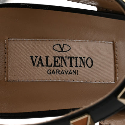 Valentino Garavani Pebbled Calfskin Rockstud Ankle Strap 100mm Pumps 39 Black 7 of 16