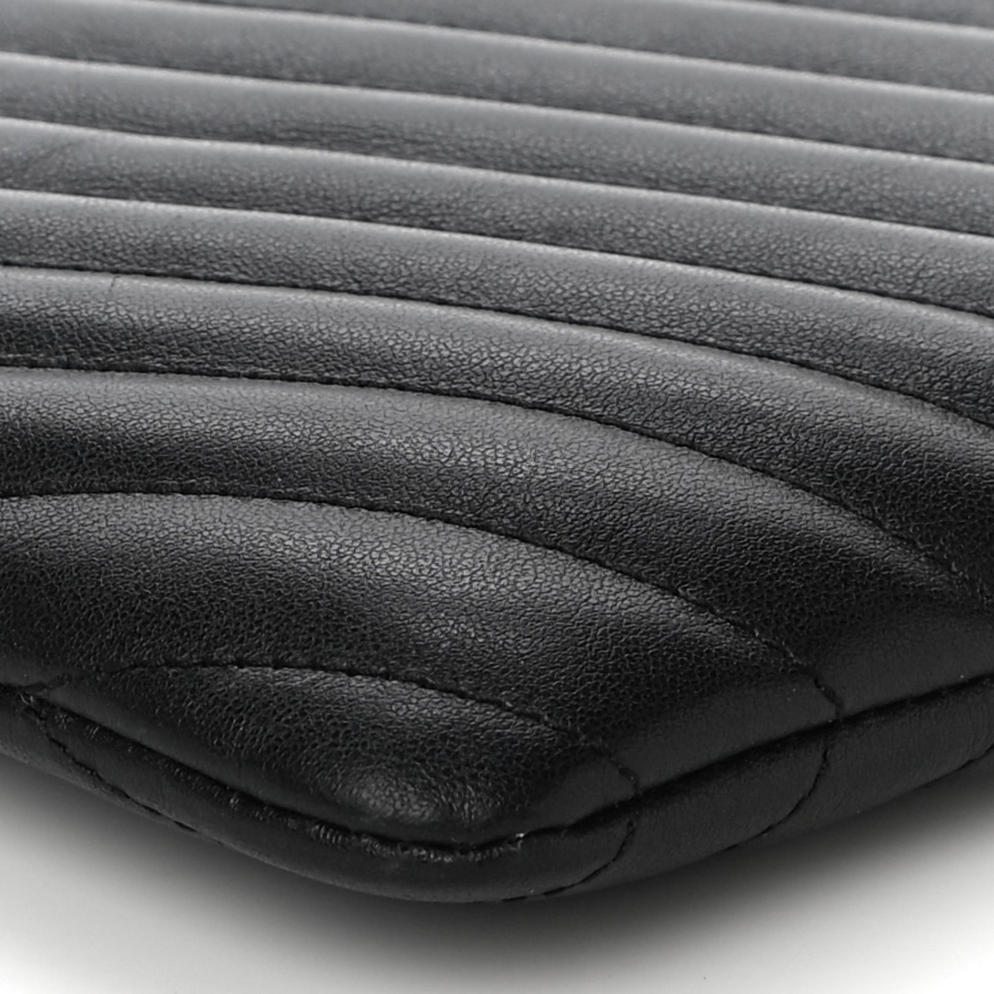 Calfskin Matelasse Chevron Monogram A5 Wristlet Black
