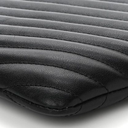 Saint Laurent Calfskin Matelasse Chevron Monogram A5 Wristlet Black 10 of 12
