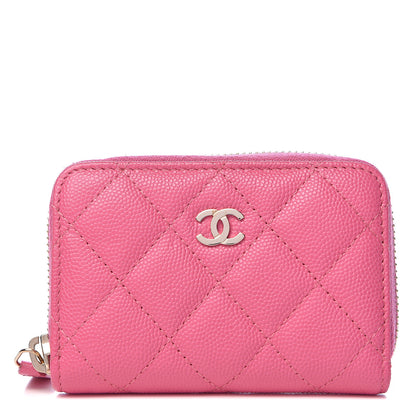 Chanel Caviar Quilted Zip Coin Purse Pink 1 of 9
