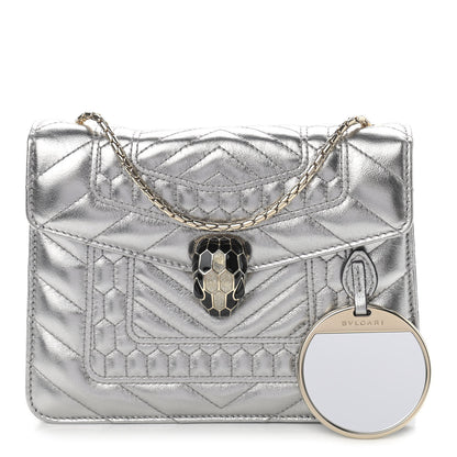 Bulgari Metallic Calfskin Quilted Serpenti Forever Shoulder Bag Silver 1 of 11