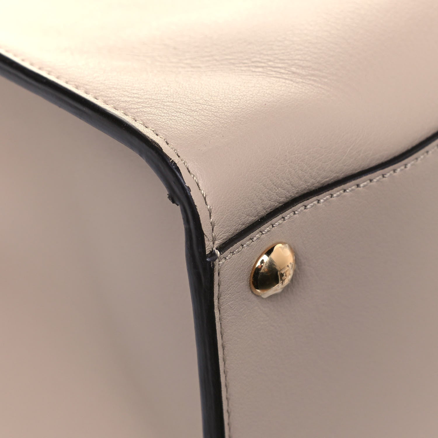 Fendi Vitello Seta Glazed Fabric FF 1974 Medium Peekaboo X-Lite Nuvola Mogano Panna 16 of 19