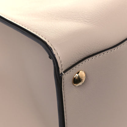 Fendi Vitello Seta Glazed Fabric FF 1974 Medium Peekaboo X-Lite Nuvola Mogano Panna 16 of 19