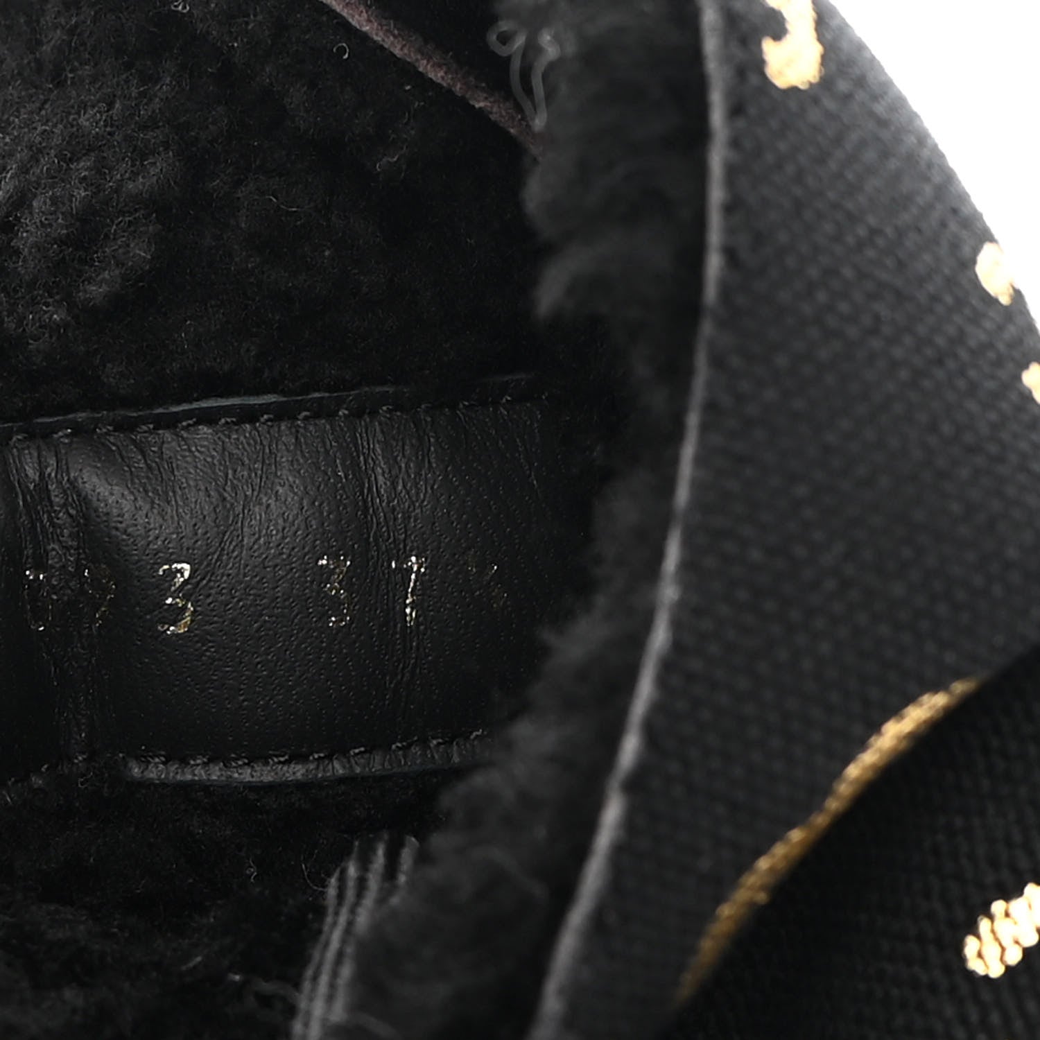 Chanel Lambskin Shearling Canvas CC Lace Up Boots 37.5 Black Gold 9 of 13