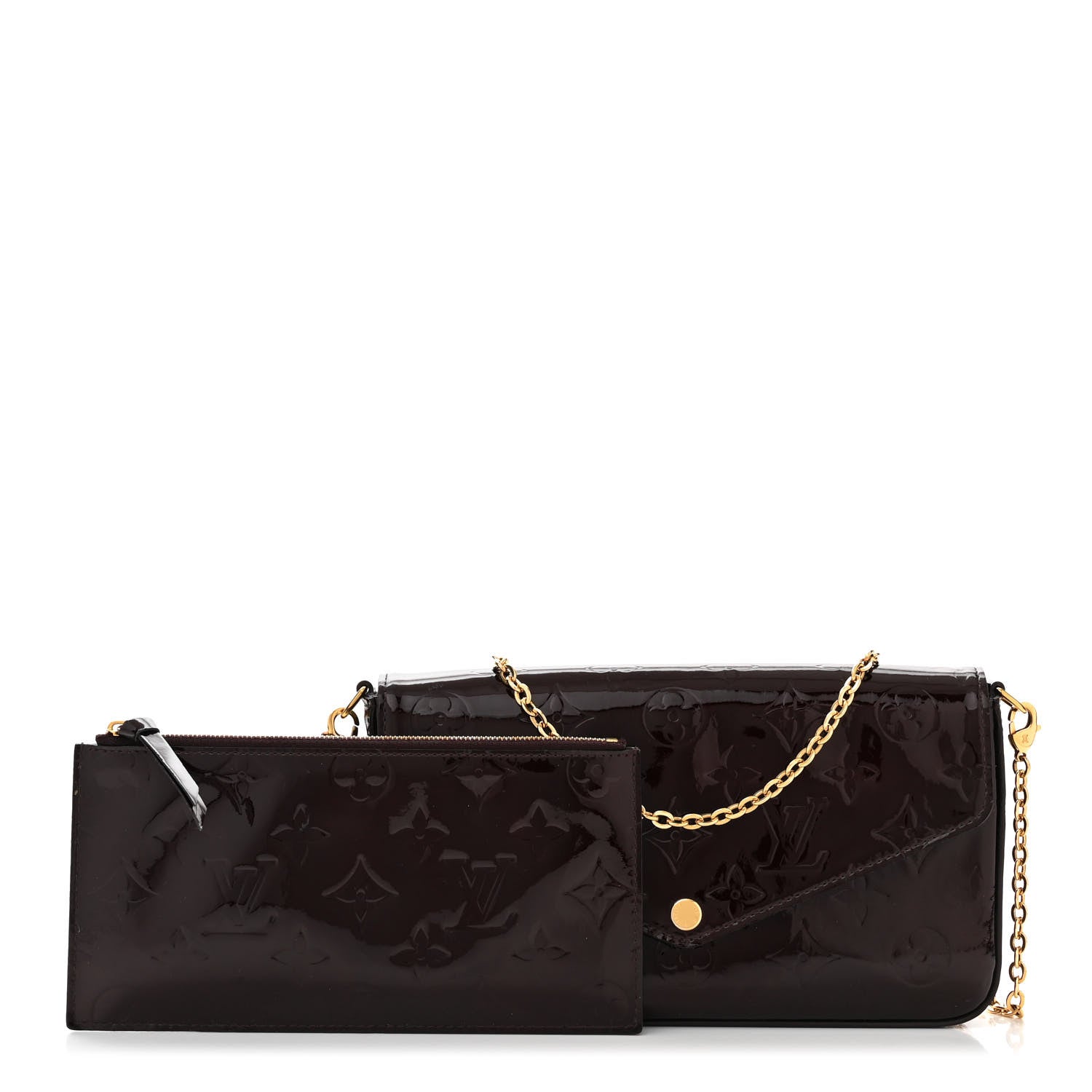 Louis Vuitton Vernis Pochette Felicie Chain Wallet Amarante 3 of 11