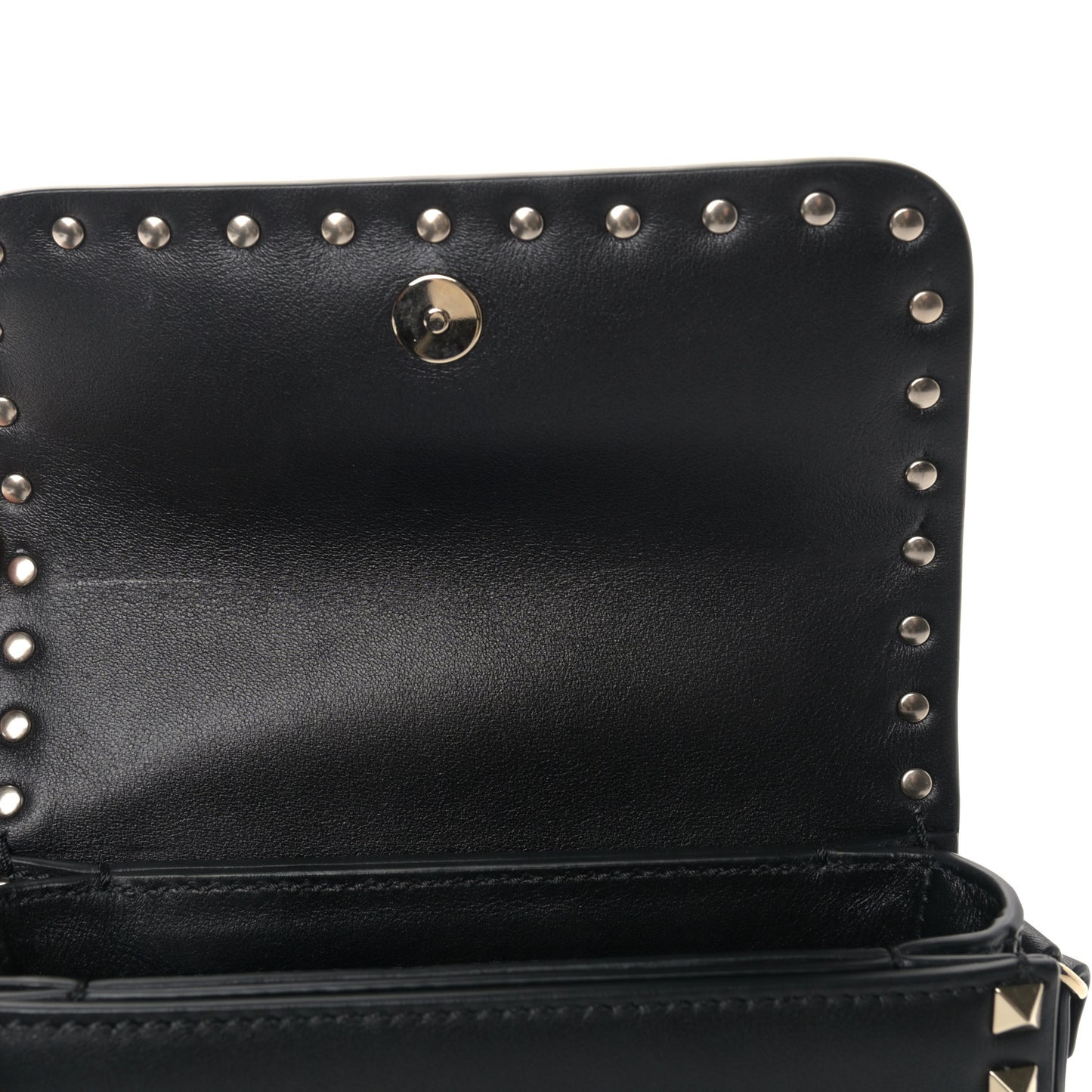 Vitello Rockstud Flap Crossbody Bag Black
