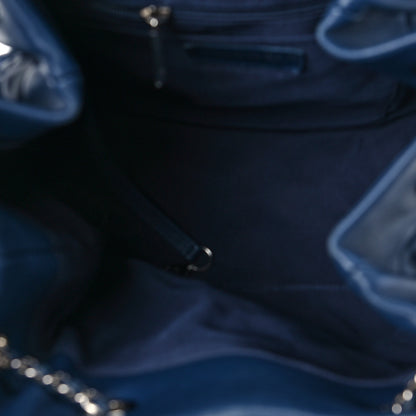 Chanel Lambskin Quilted CC Chain Drawstring Tote Blue 5 of 8