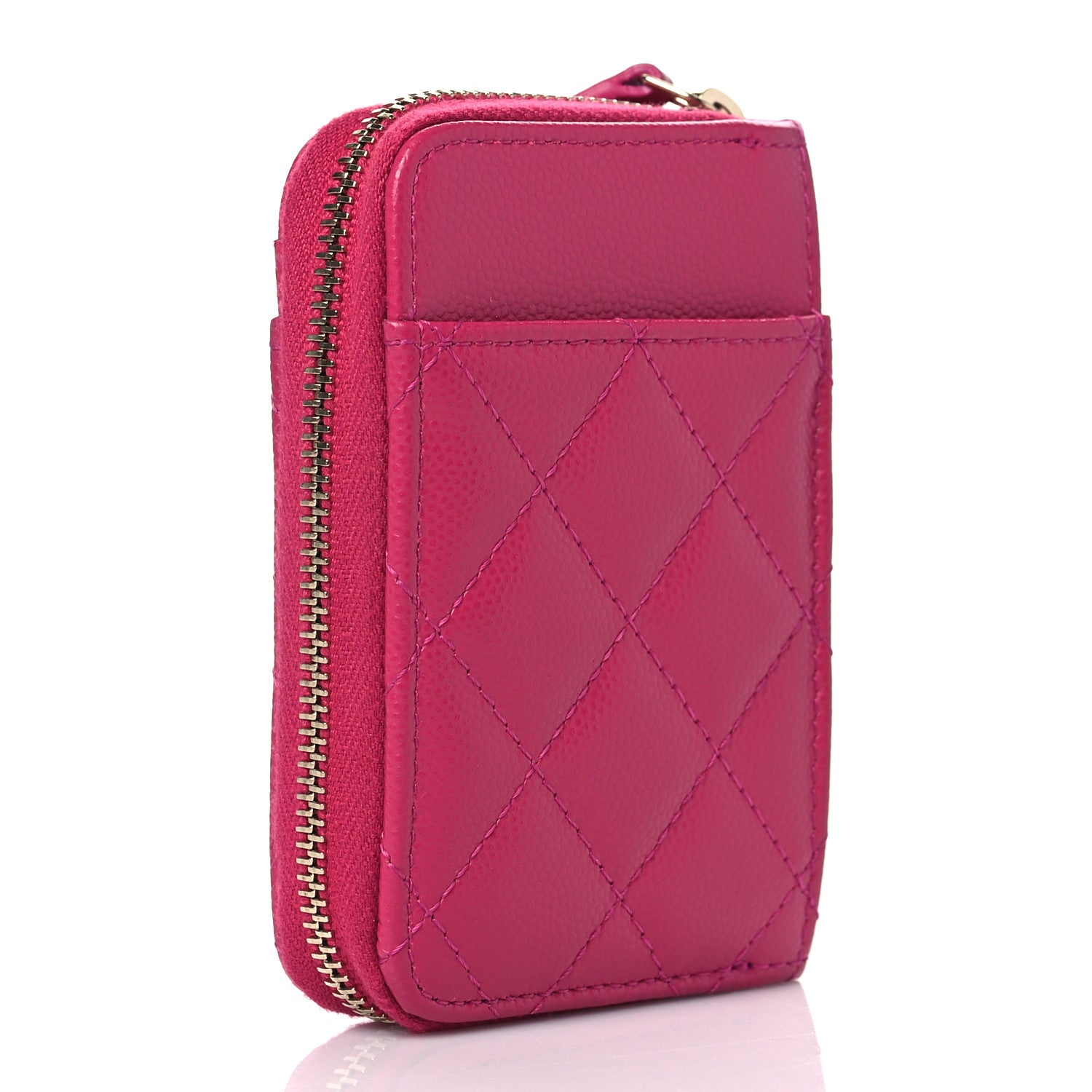 Chanel Caviar Quilted Zip Card Holder Fuchsia 3 of 8