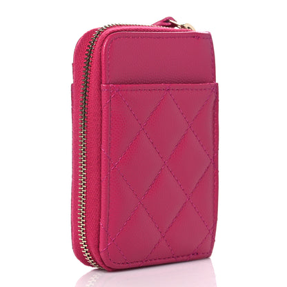 Chanel Caviar Quilted Zip Card Holder Fuchsia 3 of 8