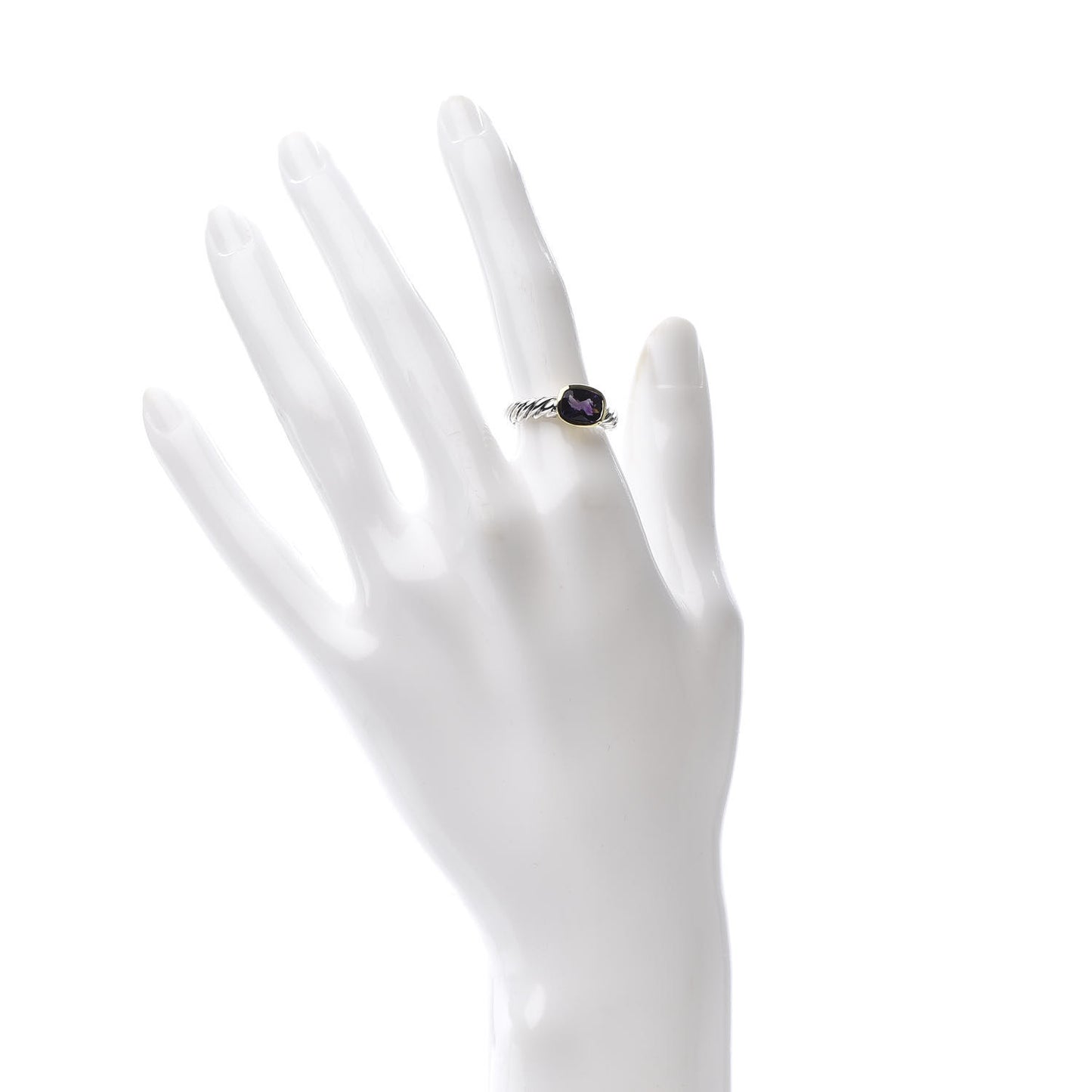 Sterling Silver 18K Yellow Gold Amethyst 8mm Noblesse Ring 51 5.75