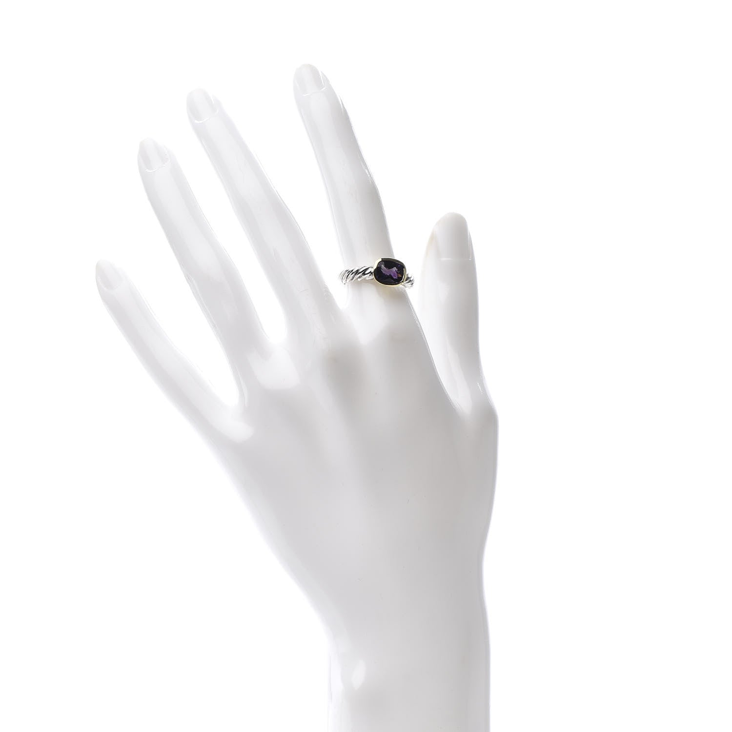 David Yurman Sterling Silver 18K Yellow Gold Amethyst 8mm Noblesse Ring 51 5.75 2 of 4