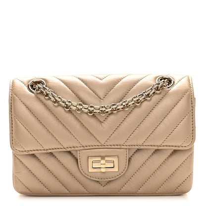 Chanel Metallic Aged Calfskin Chevron Quilted 2.55 Reissue Mini Flap Gold 1 of 10