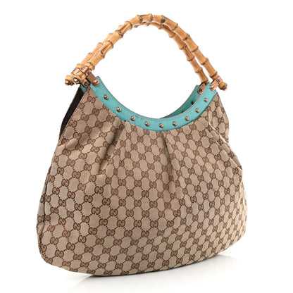 Gucci Monogram Bamboo Top Handle Bag Turquoise 3 of 12