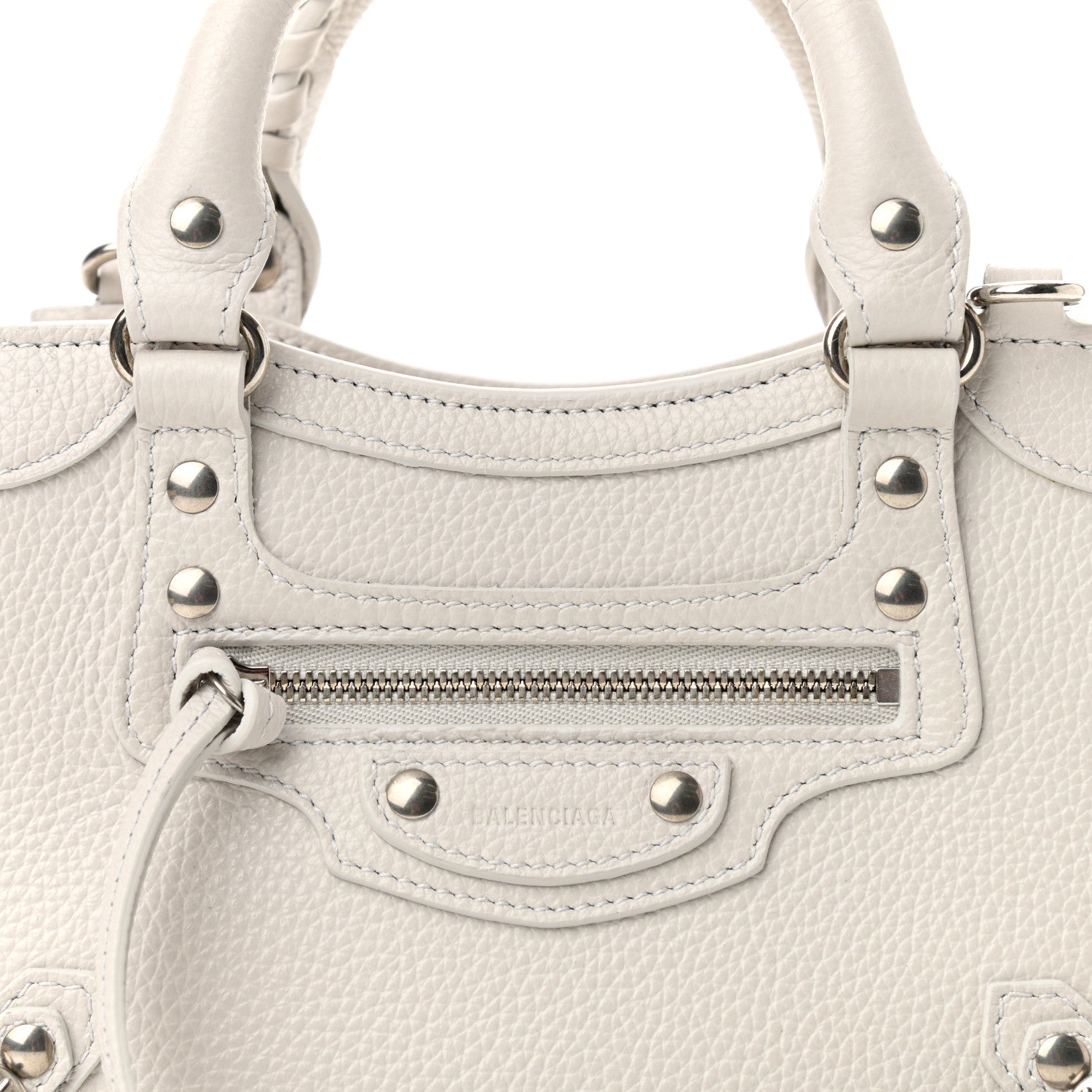 Balenciaga Grained Calfskin Neo Classic Silver Hardware Mini City Chalky White 8 of 10