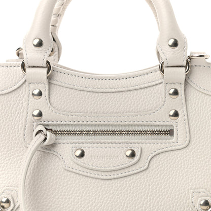 Balenciaga Grained Calfskin Neo Classic Silver Hardware Mini City Chalky White 8 of 10