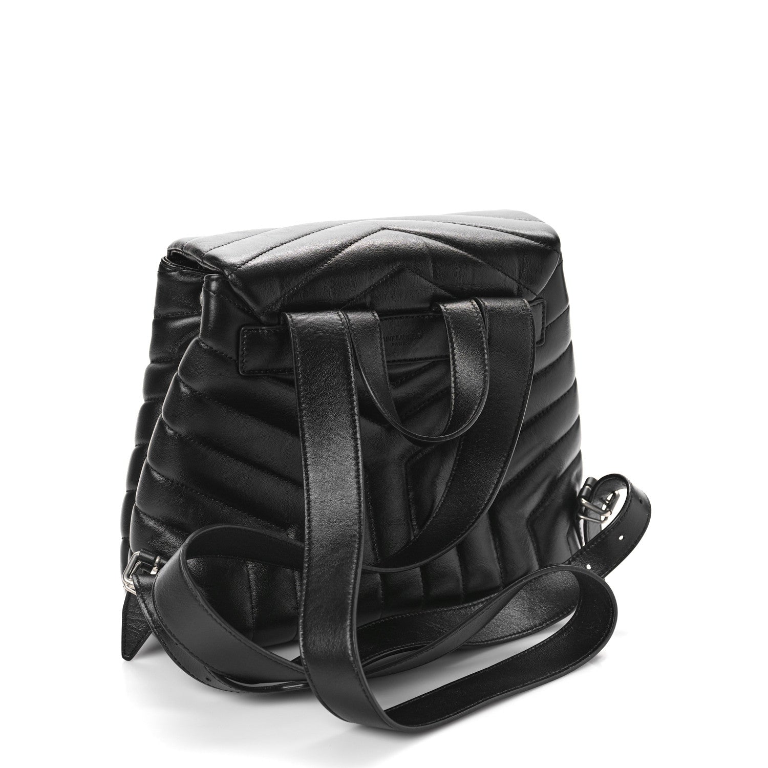 Saint Laurent Calfskin Y Quilted Monogram Small Loulou Backpack Black 3 of 8