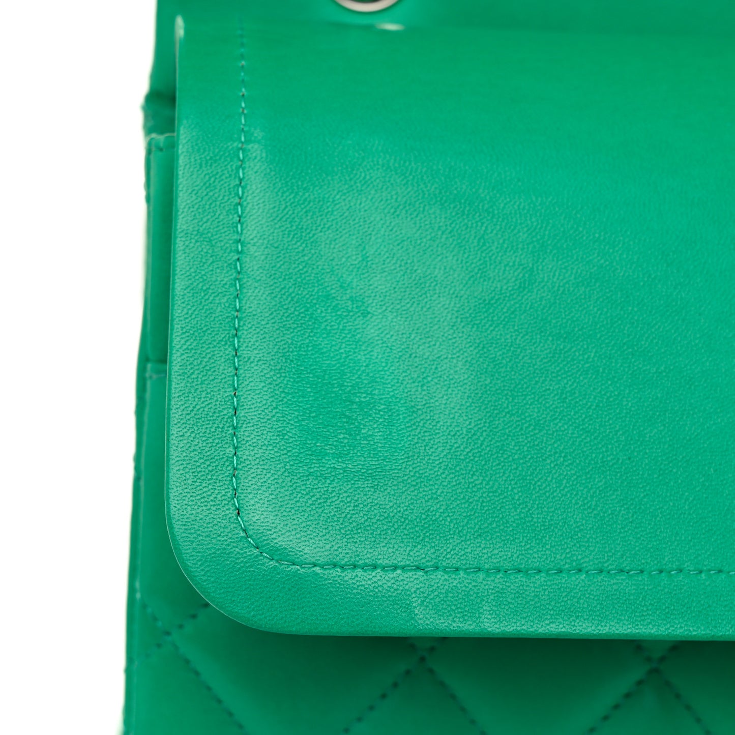 Lambskin Quilted Maxi Double Flap Green