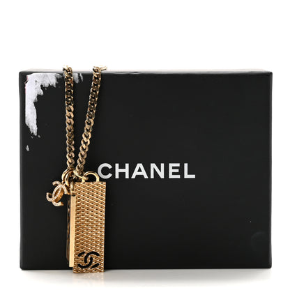 Chanel Metal Crystal CC Boy Pendant Long Necklace Gold 7 of 7