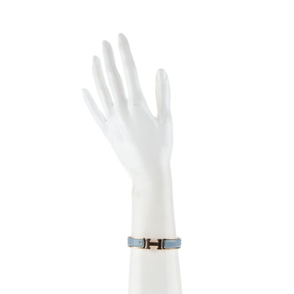 Hermes Enamel Narrow Clic Clac H Bracelet PM Gris Orage 2 of 5